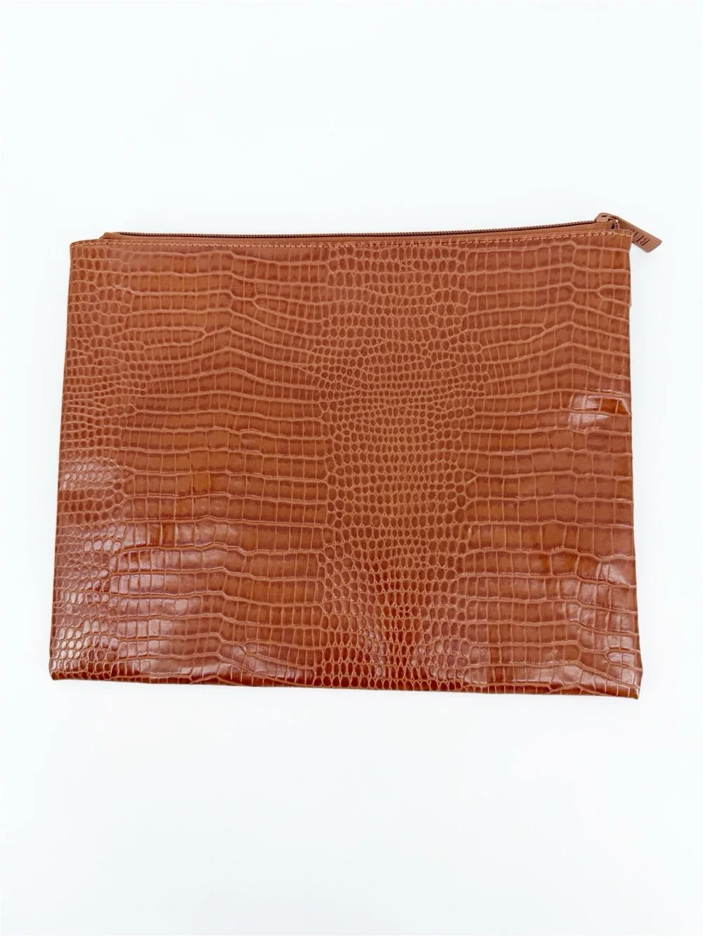 Beis Brown Faux Leather The Work Tote Croc Laptop Sleeve